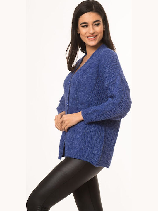 Women's Cardigan with Buttons Blue