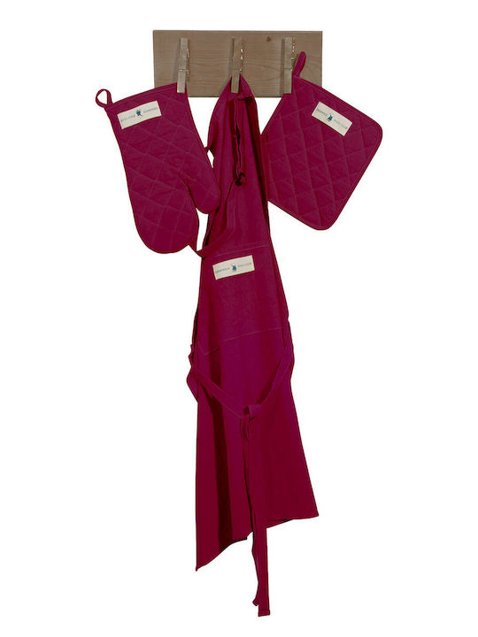 Greenwich Polo Club Essential Apron with Oven Mitt and Potholder Bordeaux 80x65cm 3pcs