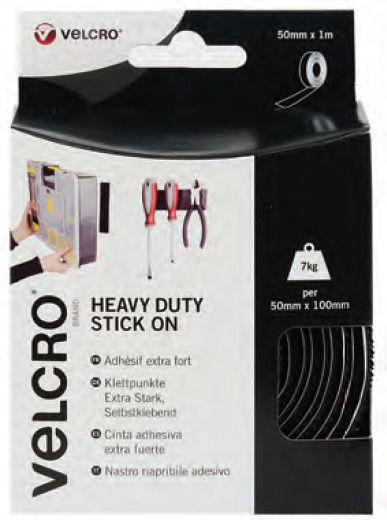 Velcro Black Αυτοκόλλητη Ταινία Χριτς Χρατς Μαύρη 1mx50mm