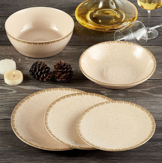 XM-Casa Servierplatte Oval aus Porzellan Beige 36x31cm 1Stück