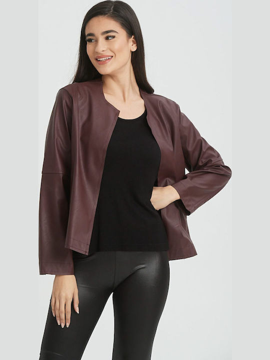 Γυναικείο Biker Jacket Μπορντό