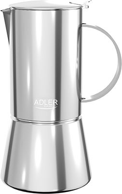 Adler Electric Stovetop Espresso Pot 10 Cups Inox Brown