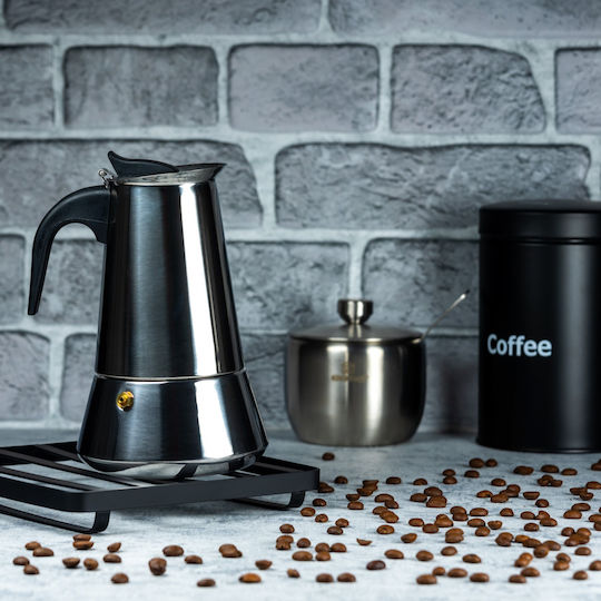 KING Hoff Espresso Pot 12 Cups Inox Brown