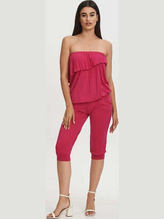 Damen Trägerlos Einteiler Anzug Pink
