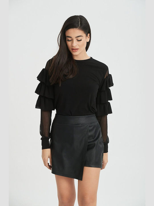 Just Top Leather Skirt Black