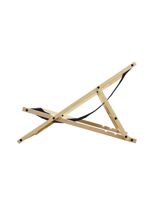 Σεζλόνγκ Ξύλινη Μαύρη 3τμχ 117x52x83cm