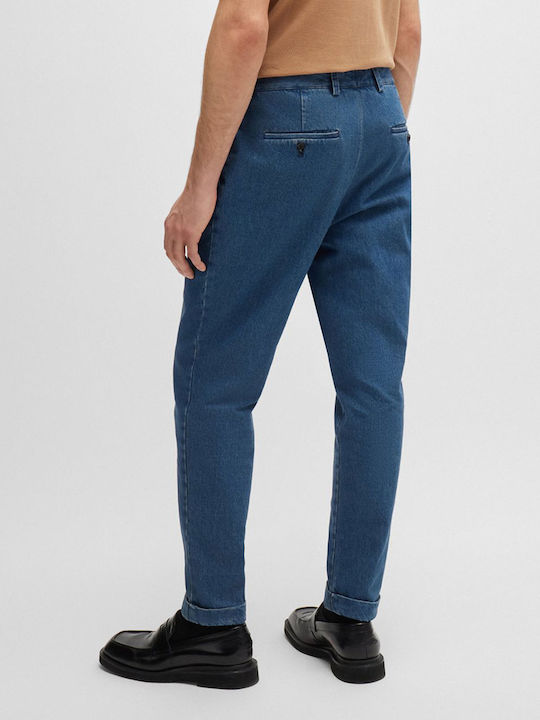 Hugo Boss Men's Trousers in Tapered Line Blue