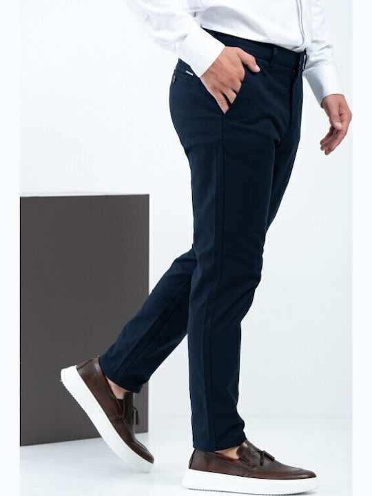 Pantaloni Chino Elastic Slim Fit Albastru