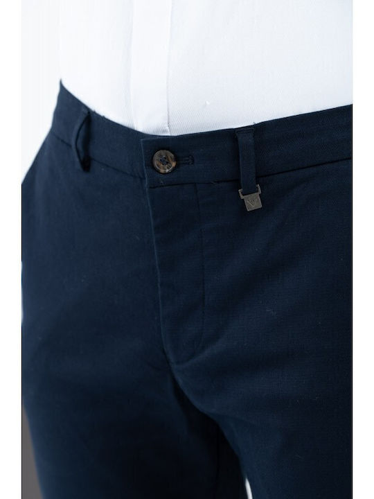 Pantaloni Chino Elastic Slim Fit Albastru