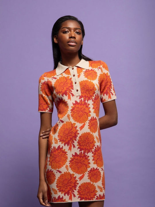 Eveleya Midi Dress Knitted Orange