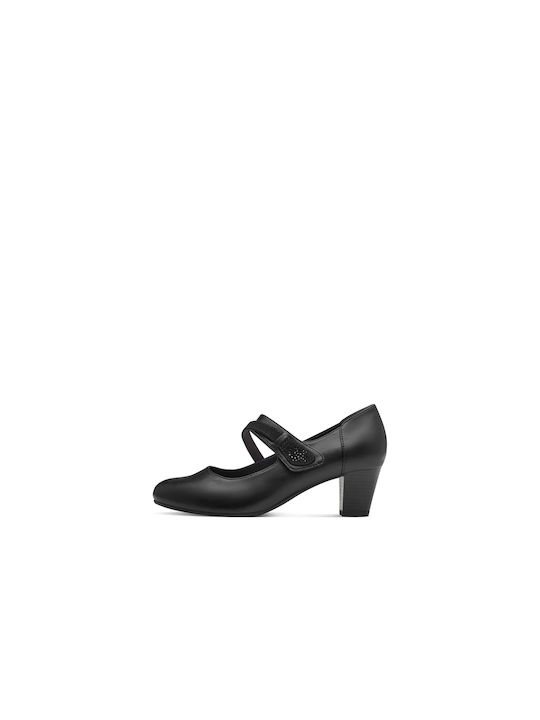 Jana Synthetic Leather Black Medium Heels