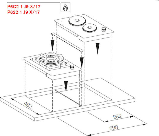 La Germania Natural Gas & Electric Cooktop Autonomous 61.5x51εκ. Silver