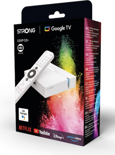 Strong TV Box LEAP-S3+ 4K UHD με WiFi USB 2.0 16GB RAM και 16GB Αποθηκευτικό Χώρο με Λειτουργικό Android και Google Assistant