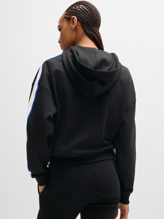 Cropped Γυναικείο Φούτερ με Κουκούλα Black
