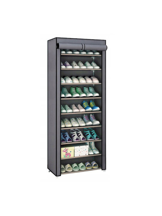 Massido Massido Fabric Wardrobe with Zipper and Shelves in Gray Color 58x28x175cm