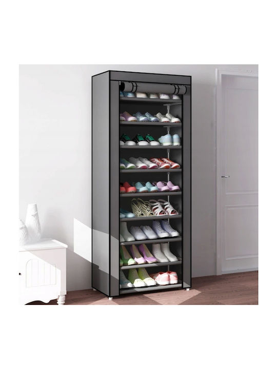 Massido Massido Fabric Wardrobe with Zipper and Shelves in Gray Color 58x28x175cm