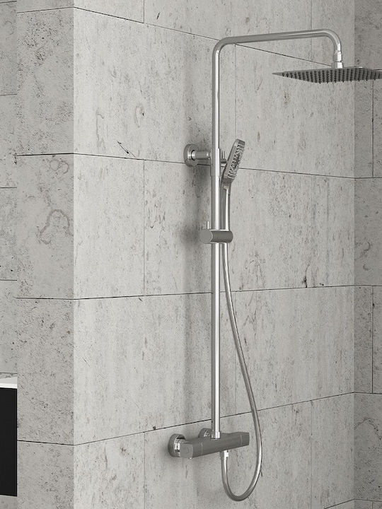 Orabella Adjustable Shower Column with Mixer Silver