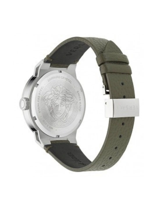 Versace Medusa Infinite Watch Battery with Green Leather Strap