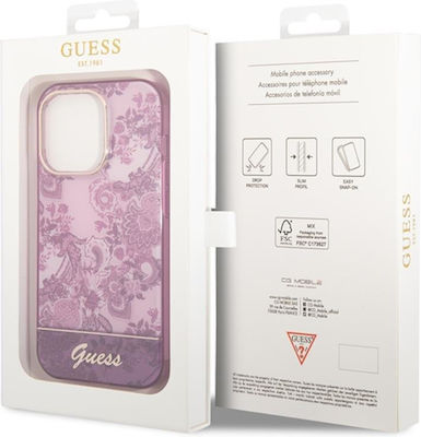 Guess Porcelain Collection Plastic Back Cover Fuschia (iPhone 14 Pro Max)