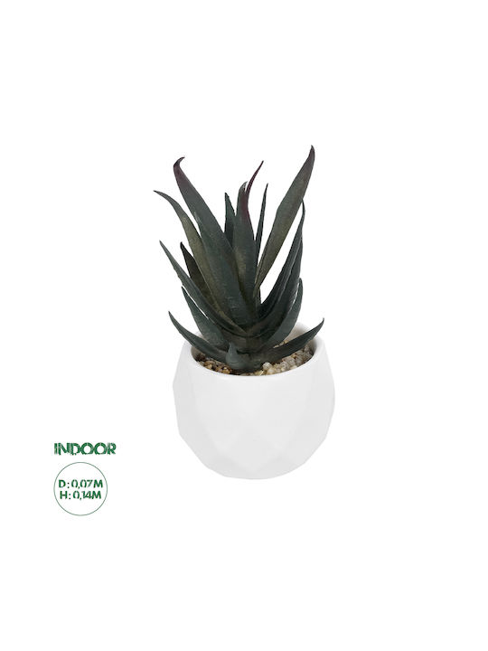 Globostar Plantă Artificială Suculentă Aloe în Ghiveci 20978 Plantă Decorativă Aloe Φ7 X H14cm