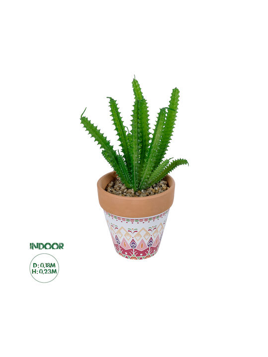 Globostar Artificial Garden Succulent Euphorbia Potted Plant 21052 Διακοσμητικό Φυτό Ευφορβία Φ18 X Υ23cm