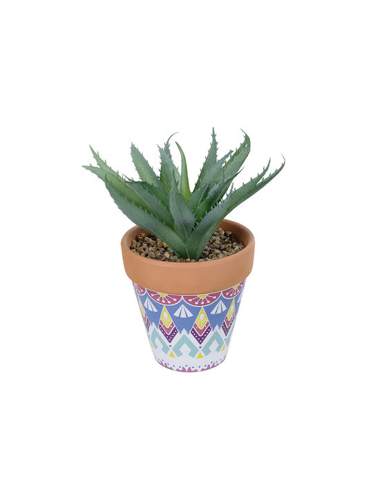 Globostar Artificial Garden Succulent Aloe Potted Plant 21053 Decorative Plant Aloe D15 X H19cm