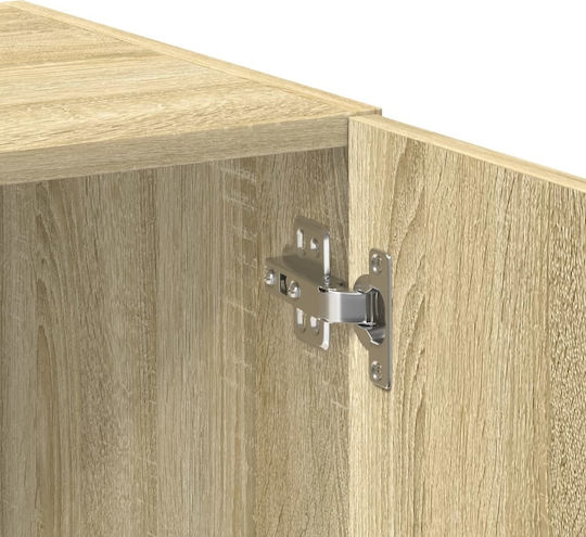 Freestanding Living Room Cabinet Made of Particle Board Oak 80x42.5x249 cm