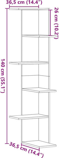 Eckiges Wandregal Braune 50x50x179cm