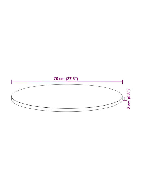 vidaXL Round Table Surface made of Solid Wood Acacia 70x70x2cm 4008697 1pcs