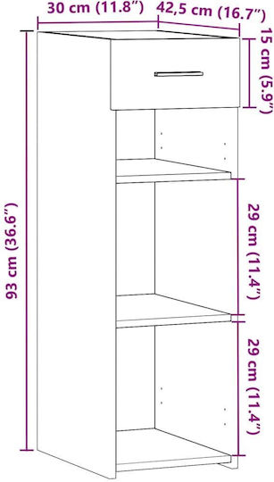Дървен Офисен Шкаф Сонома 30x42.5x93см