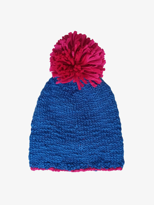 Brekka Comix Pom Pom Beanie Unisex Σκούφος Πλεκτός σε Navy Μπλε χρώμα