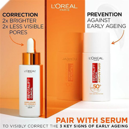 L'Oreal Paris Revitalift Clinical Αντιγηραντική Λεπτόρρευστη Κρέμα Προσώπου Ημέρας με SPF50 με Βιταμίνη C 50ml
