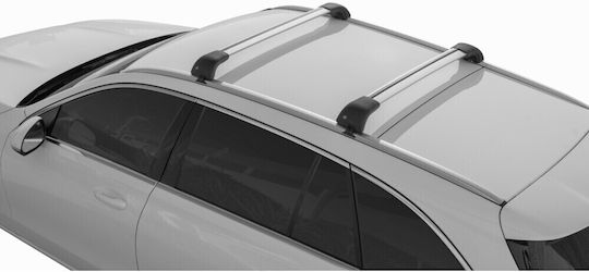 Nordrive Μπάρα Οροφής Αλουμινίου 69εκ. για Citroen CX για Αυτοκίνητα με Εργοστασιακές Μπάρες (Σετ με πόδια) Ασημί