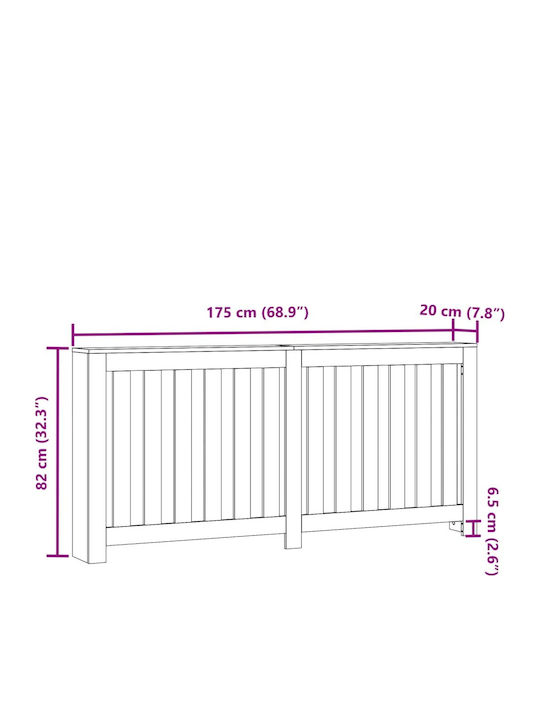 vidaXL Husă Pentru Radiator Din PAL Alb 175x20x82cm
