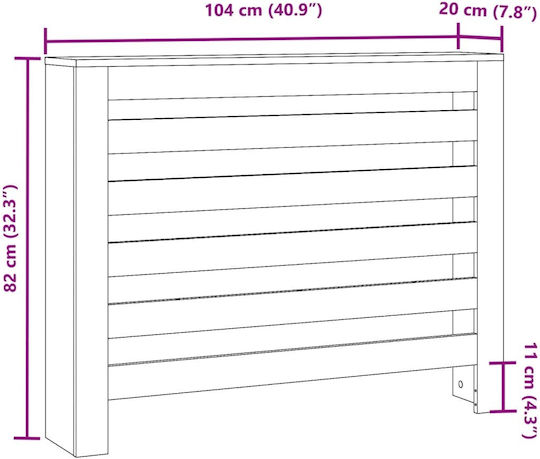 vidaXL White Particleboard Radiator Cover 104x20x82cm