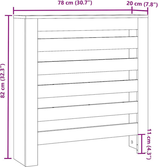 vidaXL Brown Particleboard Radiator Cover 78x20x82cm