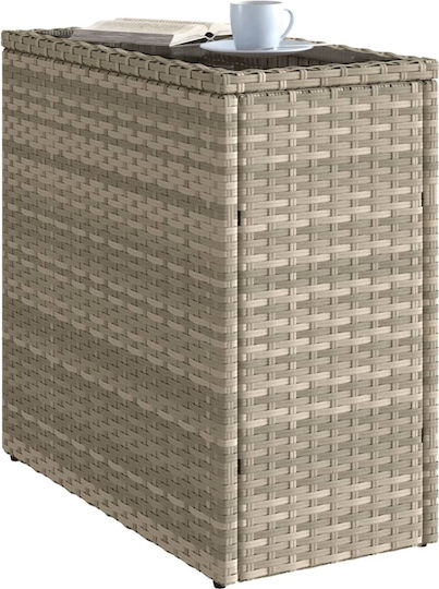 Masa auxiliară pentru spații exterioare mici Rattan cu suprafață din sticlă Gri 58x27.5x55buc