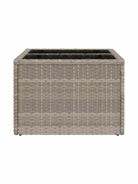 Sitting Room Outdoor Free Standing Table with Glass Surface and Rattan Frame Natural 55x55x37cm