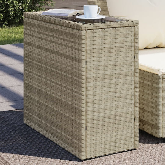 Masa auxiliară pentru spații exterioare mici Rattan cu suprafață din sticlă Gri 58x27.5x55buc