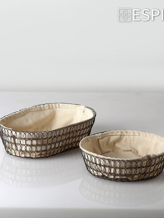 Set of Decorative Baskets Metal Beige 23x23x6cm 3pcs Espiel