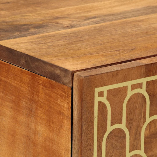 Floor-standing Living Room Display Cabinet made of Wood with Glass Solid Mango Wood 60x33x100cm
