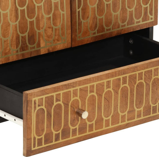 Floor-standing Living Room Display Cabinet made of Wood with Glass Solid Mango Wood 60x33x100cm