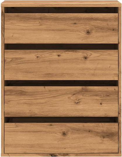 Wooden Chest of Drawers with 4 Drawers Coffee 60x41x76cm