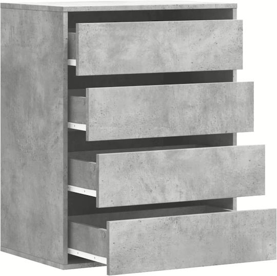 Wooden Chest of Drawers with 4 Drawers Grey 60x41x76cm