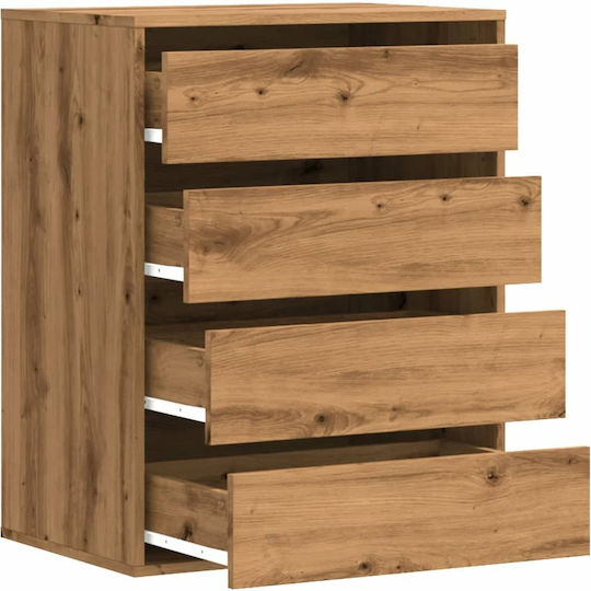Wooden Chest of Drawers with 4 Drawers Coffee 60x41x76cm