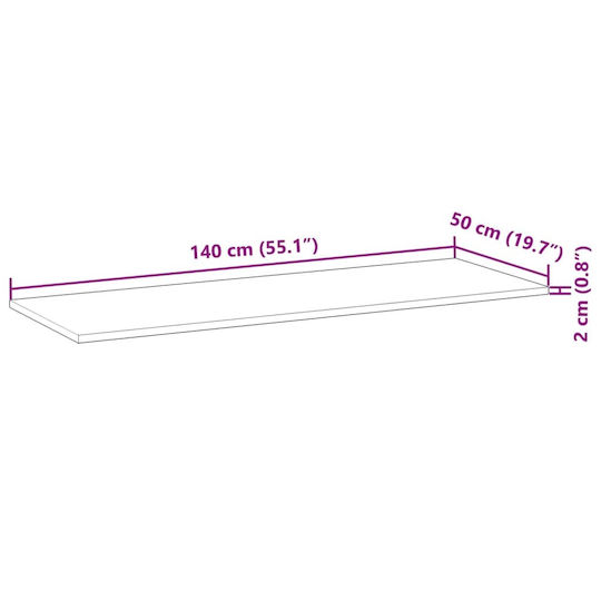 vidaXL Πάγκος χωρίς Νιπτήρα Μ140xΒ50xΥ2cm Καφέ