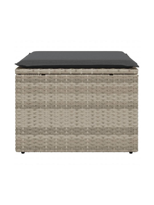 Garden Cube Stool Outdoor Rattan with Grey Cushion 55x55x37cm