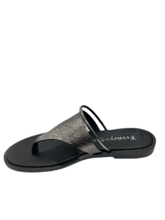 Step Shoes Leather Women's Flat Sandals in Silver Color