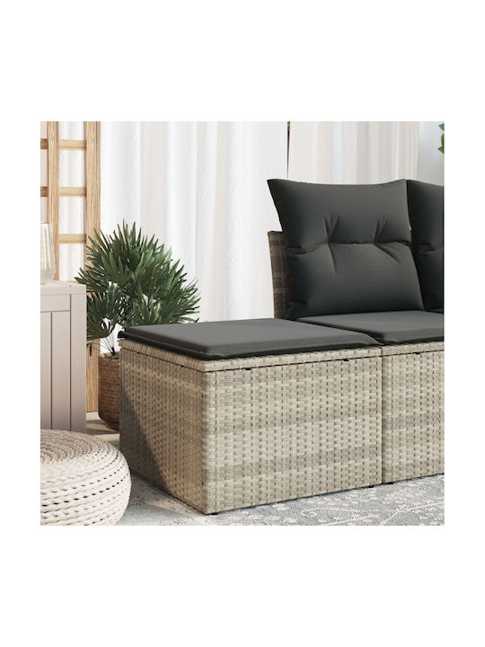 Garden Cube Stool Outdoor Rattan with Grey Cushion 55x55x37cm