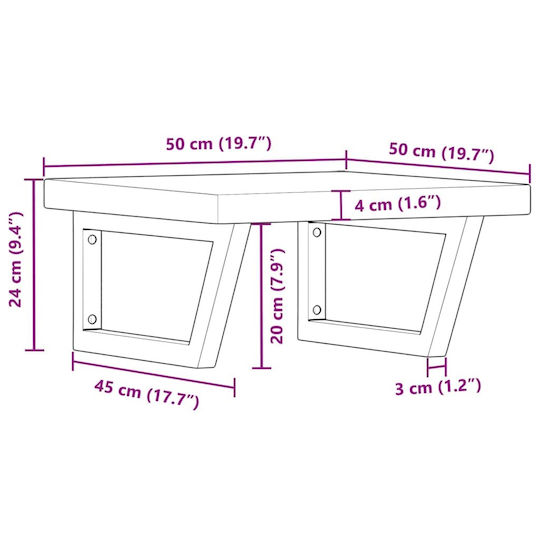vidaXL Πάγκος χωρίς Νιπτήρα Μ50xΒ50xΥ4cm Καφέ